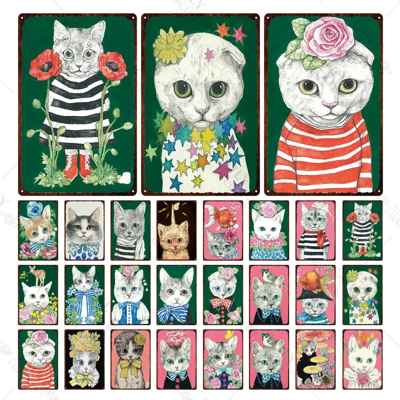 Скандинавском стиле с рисунком кота из мультфильма знак ПЭТ металлическая