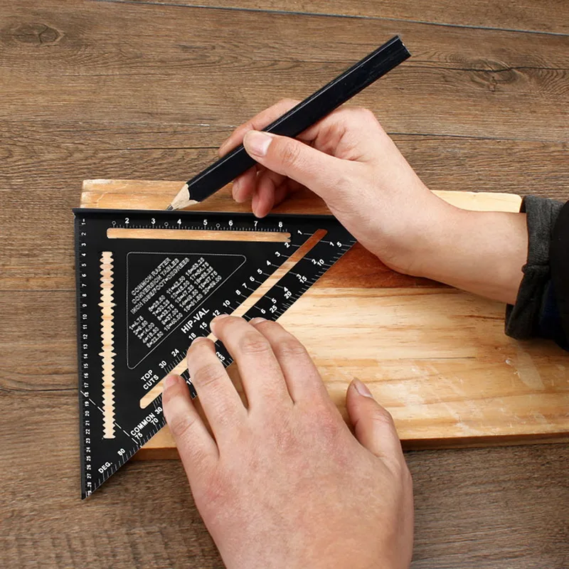 

Triangle Protractor Aluminum Alloy Speed Square Measuring Ruler Miter For Framing Building Carpenter Woodworking Measuring Tools