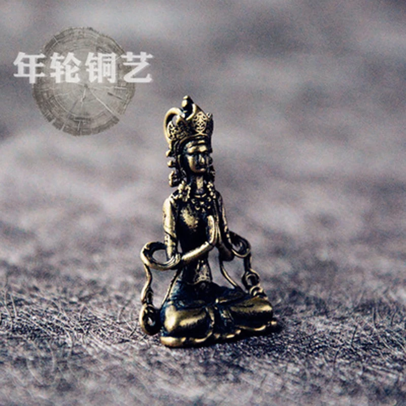 

ZOCDOU 1 Piece Solid Brass Handmade Mini Guanyin Small Statue Little Figurine Crafts Figure Ornament Miniatures