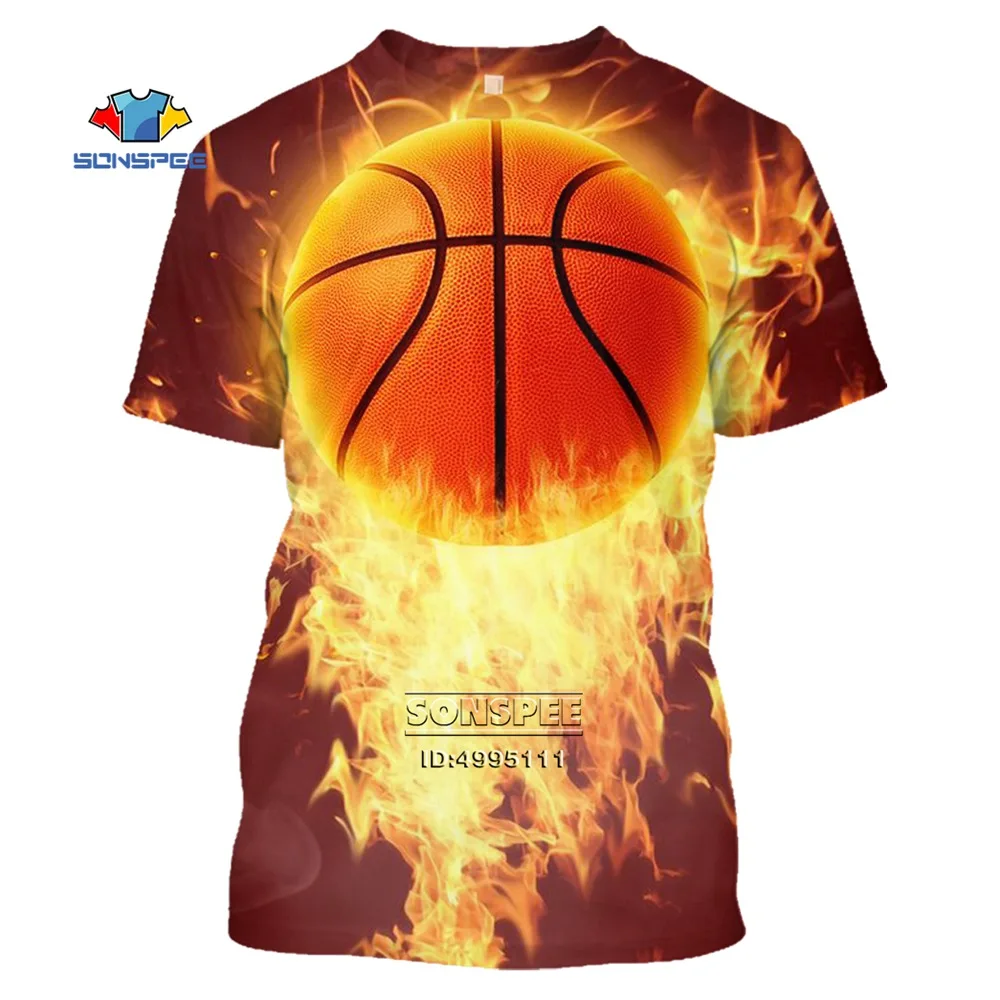 

SONSPEE 3D Basketball Print Harajuku T-shirt Summer Fashion Casual Sports Unisex Fun Novel Street Style Hip Hop Slam Dunk Master