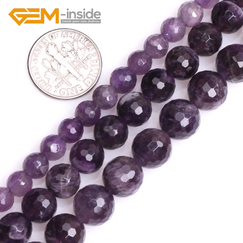 

6mm 8mm 10mm 12mm Round Faceted Natural Dream Lace Purple Amethysts Bead For Jewelry Making Necklace Bracelet 15 inch Strand DIY