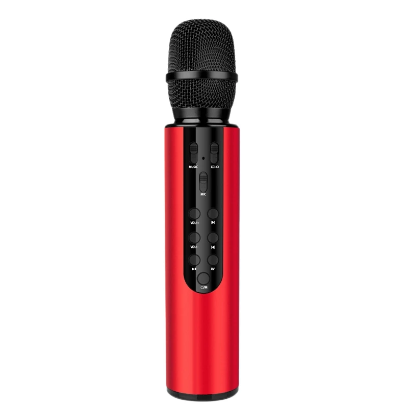 

Wireless Microphone Dual Speaker Condenser Bluetooth Karaoke Speaker Microphone for Karaoke/Singing/Church Red