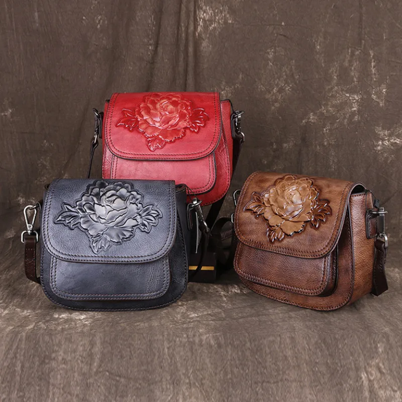 Новая трехмерная сумка из воловьей кожи с тиснением на голове диагональная