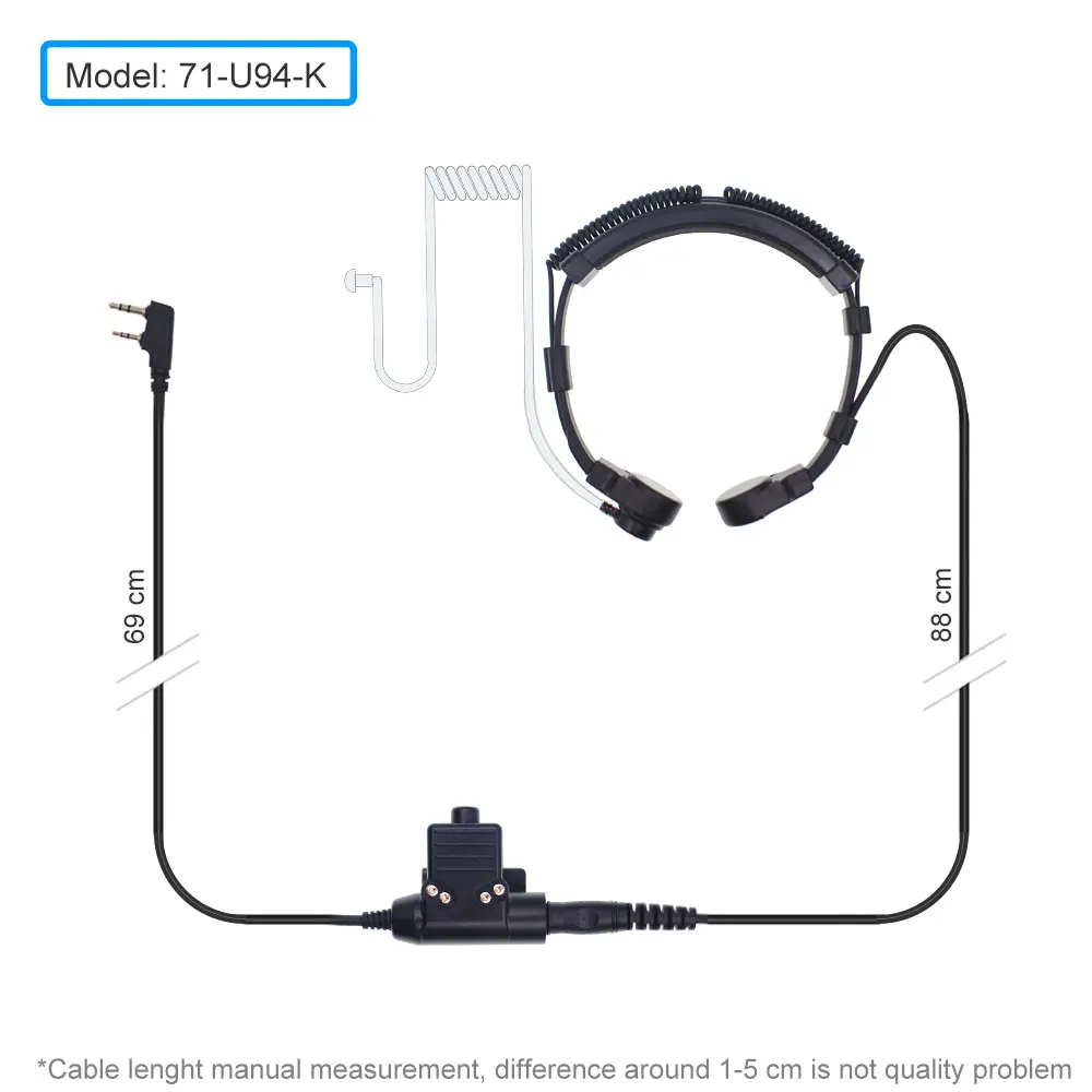 Walkie Talkie Throat Microphone Air Tube Headset With U94 PTT For Baofeng UV-5X UV-82 UV-5R US-82 DM-5R BF-888S Two Way Radio