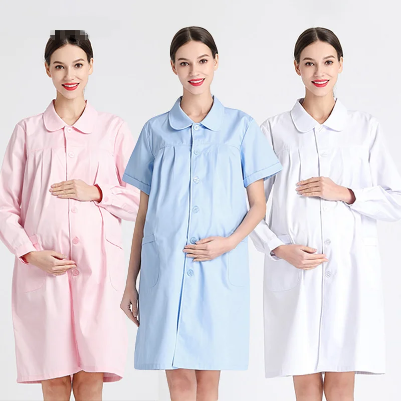 

Doctor nurse Oversized maternity dress Uniform Medical Uniforms Work Wear Pharmacy White Coat Doctor Costume Female Hospital