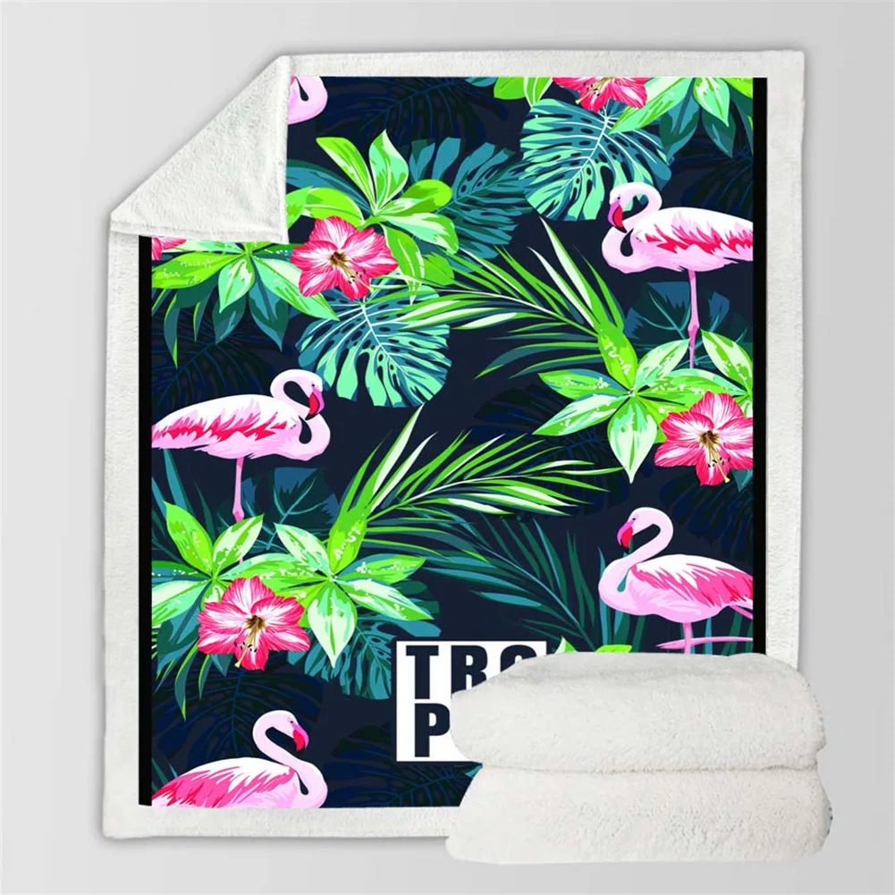 Утолщенное одеяло с фламинго шерпа для кровати плюшевое бабочкой детское