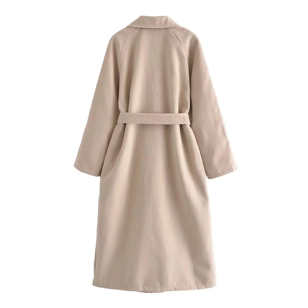 Новое модное зимнее теплое пальто женская шерстяная одежда с лацканами тренчкот