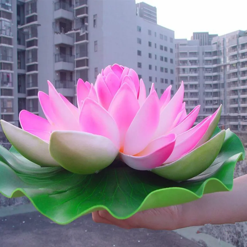 

60 CM Diameter Artificial Flower Water Pool Simulation Lotus For Wedding Decoration Home Decor (Pink Red Purple Orange White)