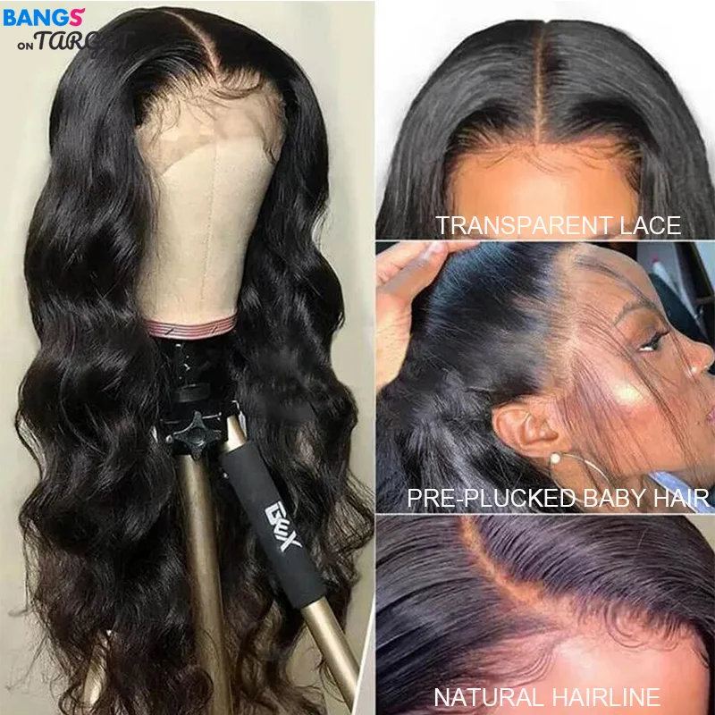 34' 13x6 HD Lace Front Wigs Body Wave 13x4 Human Hair Frontal Brazilian Transparent Remy Black Women | Шиньоны и парики