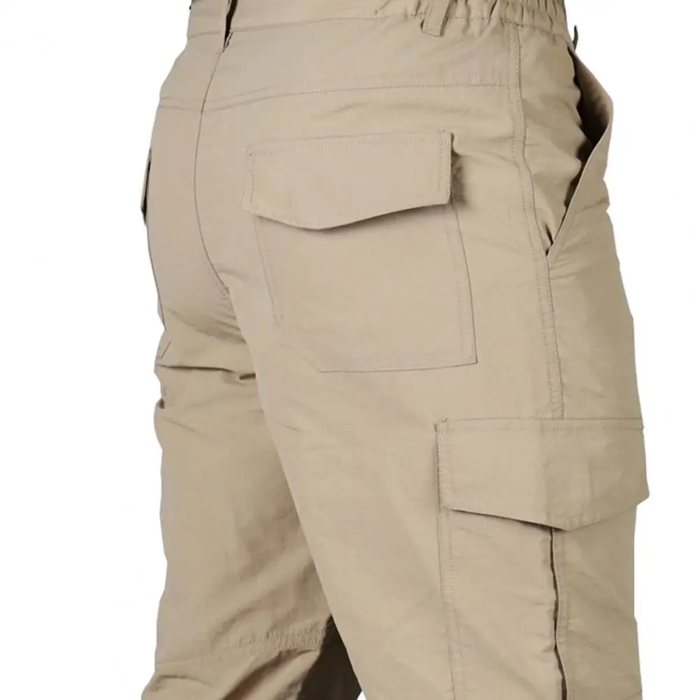 Простые повседневные штаны для кемпинга, эластичные однотонные дышащие мужские брюки-карго с несколькими карманами, рабочая одежда, мужские брюки