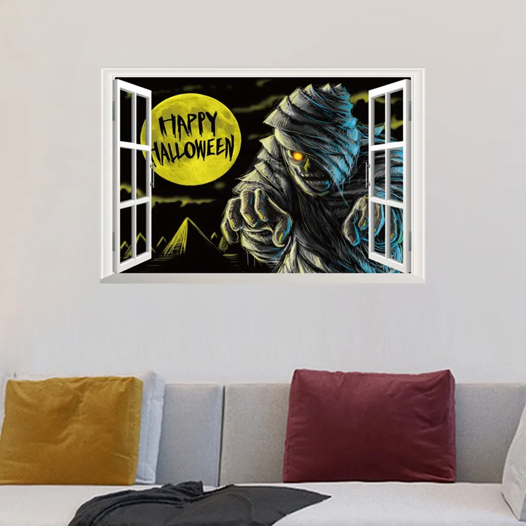 3D наклейки на стену с рисунком Счастливого Хэллоуина призрак страшная Съемная