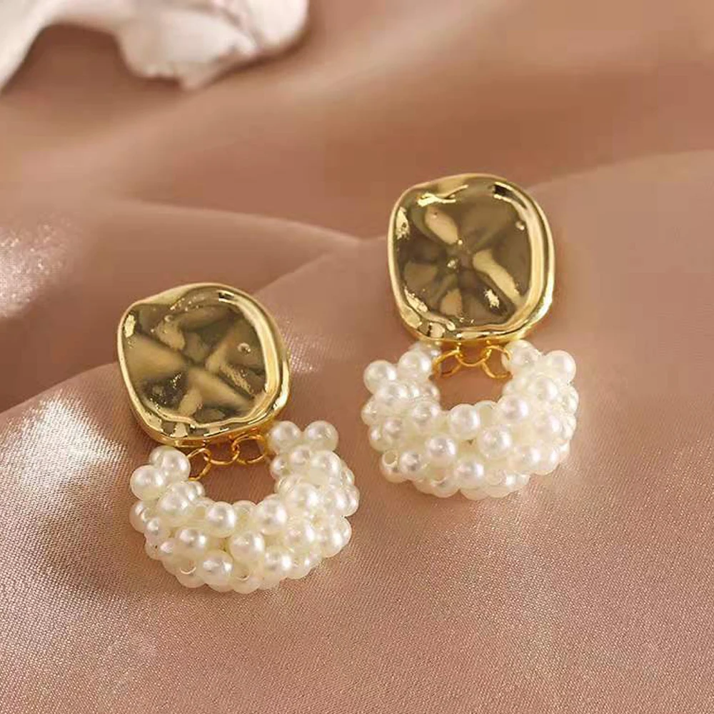 

Han Edition Stud Earrings Fashion Geometry New Style Imitation Pearl Earrings Restoring Ancient Ways The Charm Of Women Gift