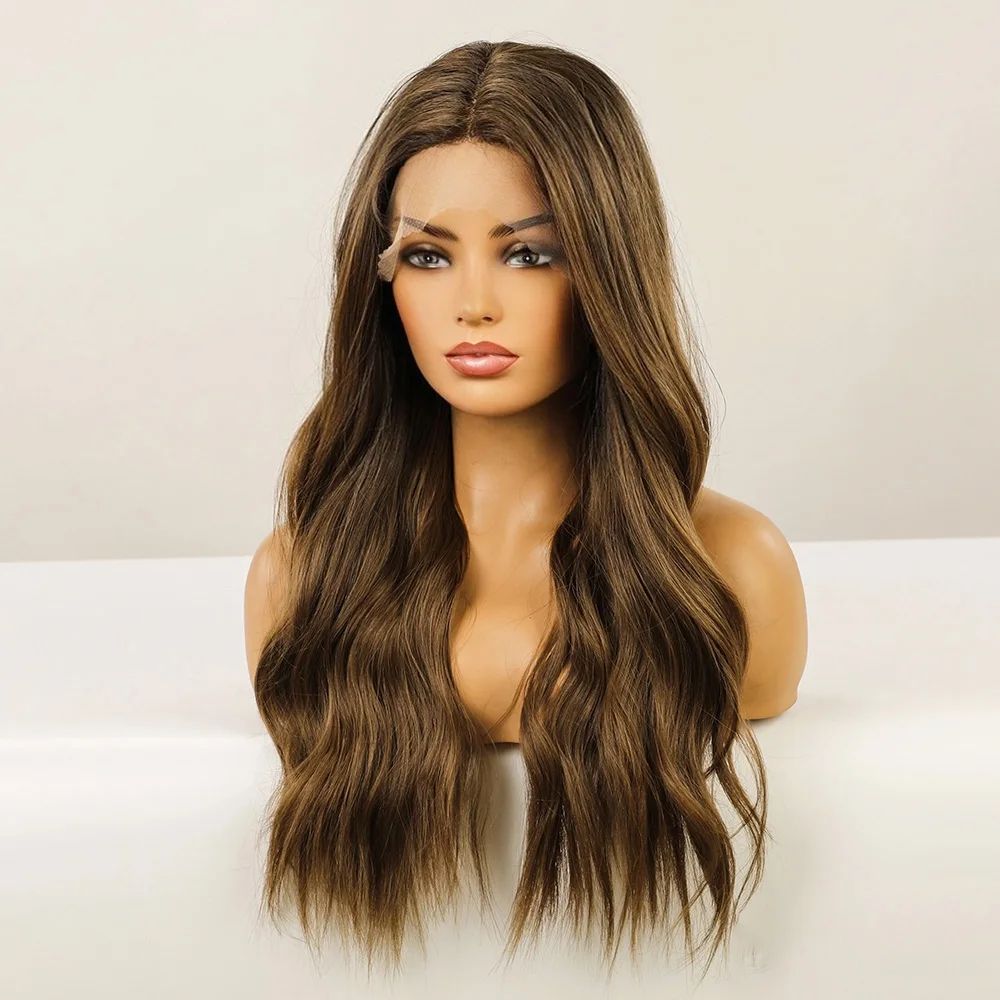 Парик для косплея блонд единорог длинный коричневый на сетке синтетические