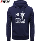 Хип-хоп мужские свитшоты гитара Музыка мой второй язык уникальный длинный рукав взрослые топы толстовки, свитшоты