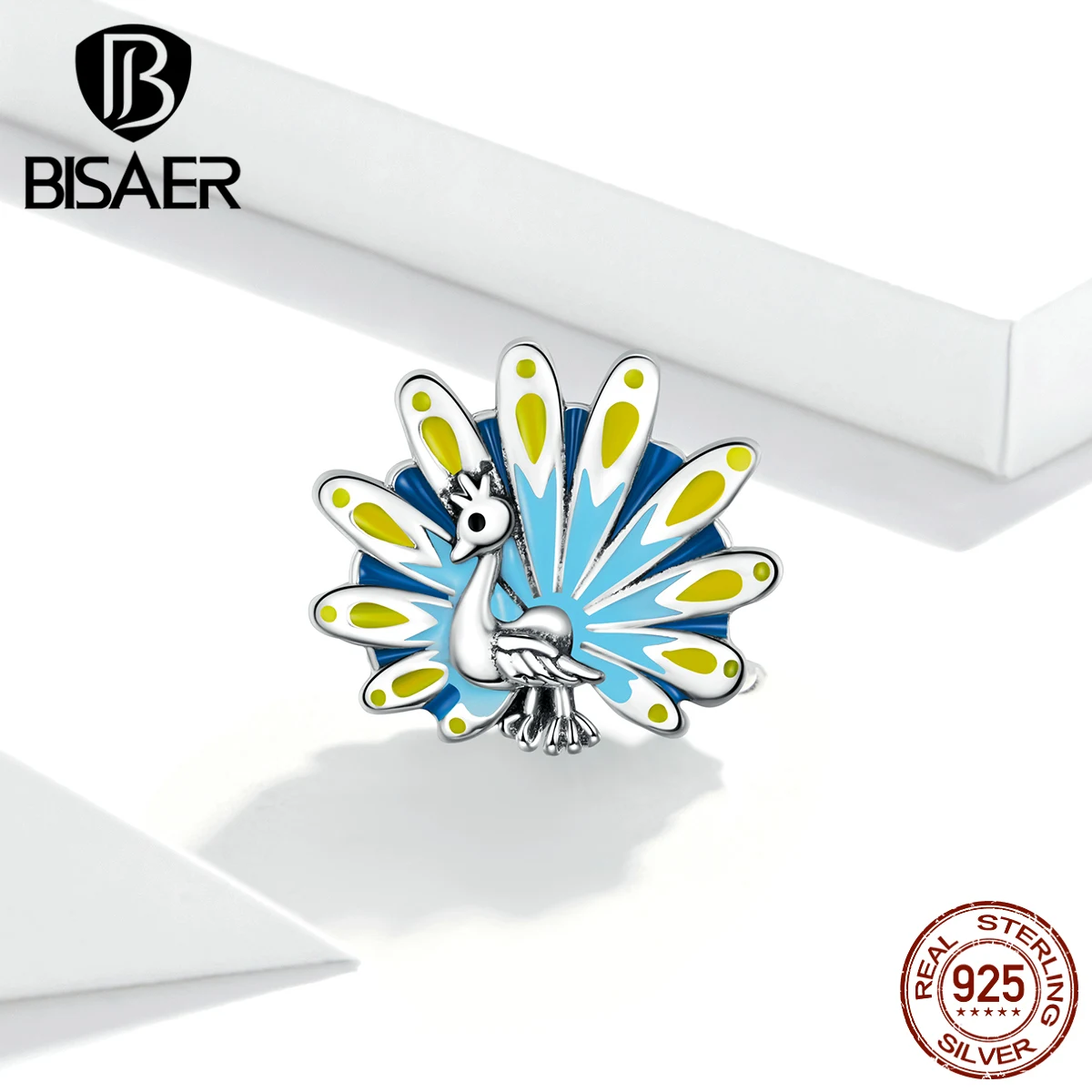 Женский браслет и ожерелье из серебра 925 пробы с синим павлином | Украшения