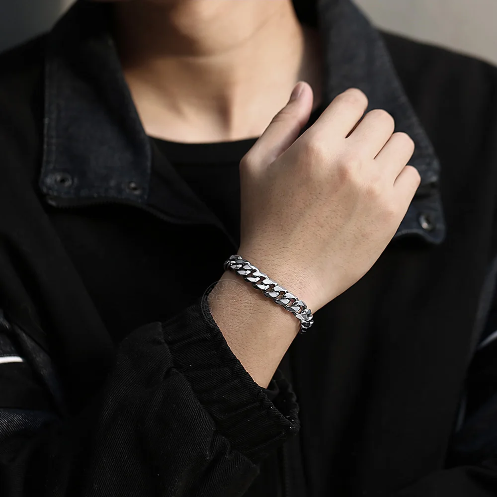 11mm 316L Stainless Steel Bracelet for Men Cuban Curb Link Chain Gold Silver Color Heavy Bracelets Wristband 8/9 inch LHBM122A | Украшения