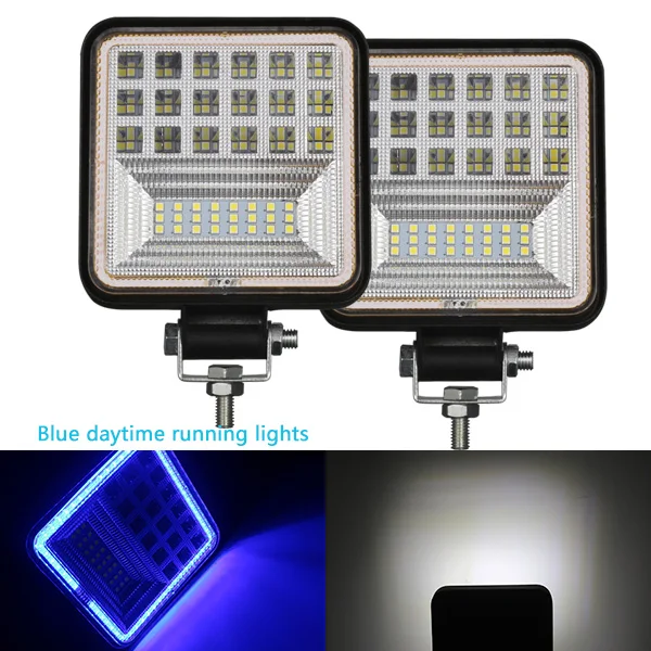 2PCS square blue 4 дюймовый внедорожник светодиодный рабочий свет бар заливающий и точечный свет Combo Луч прожектор дневного света 12 в 126 Вт для Jeep ATV УАЗ 4WD 4x4 грузовик - Цвет: 2PCS square blue