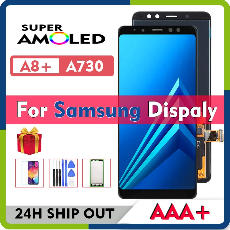 ЖК дисплей Super Amoled для Samsung Galaxy A8 + 2018 SM A730 A730F DS сенсорный экран с дигитайзером в
