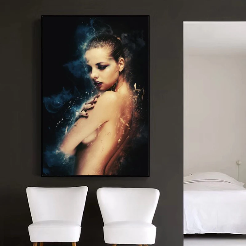 Современная картина маслом на холсте с сексуальным телом обнаженной женщины