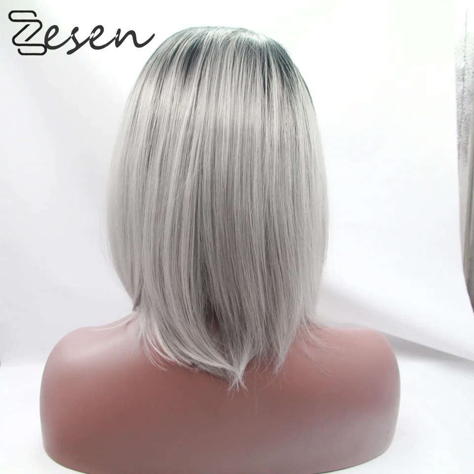 

Zesen Ombre Gray Short BOB Wigs for Women Heat Resistant Synthetic Hair Wigs for Women Straight Bob Wigs Cosplay Or Daily Wear