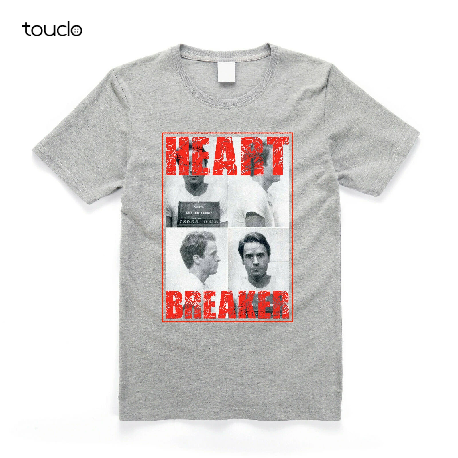 

Футболка с надписью Ted Bundy Heartbreaker серого цвета