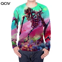 qciv brand skeleton long sleeve t shirt men colorful t shirt painting 3d printed tshirt art funny t shirts mens clothing casual