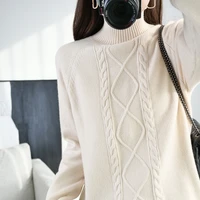 cashmere sweater women turtleneck sweater pure color knitted turtleneck pullover 100 pure wool loose large size sweater women