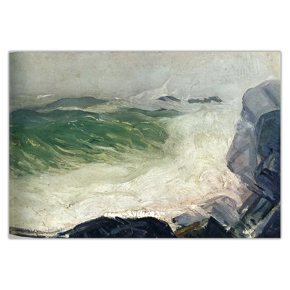 The Grey Sea - Картина маслом на холсте "Серое море" школы "Ash Can", плакат, изображение, украшение стены в современном стиле для домашнего интерьера.