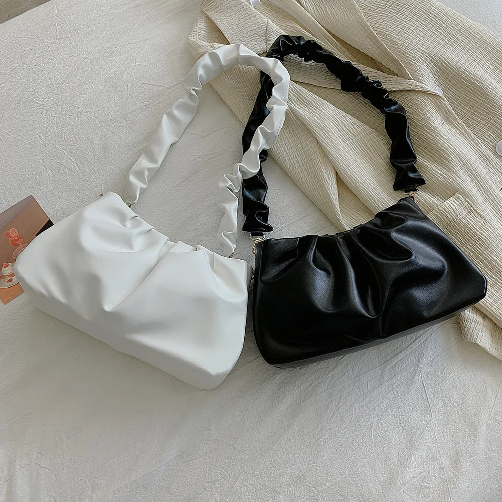 

Женская плиссированная сумка через плечо из искусственной кожи, Повседневная маленькая сумочка, дамские повседневные сумочки с верхней ру...