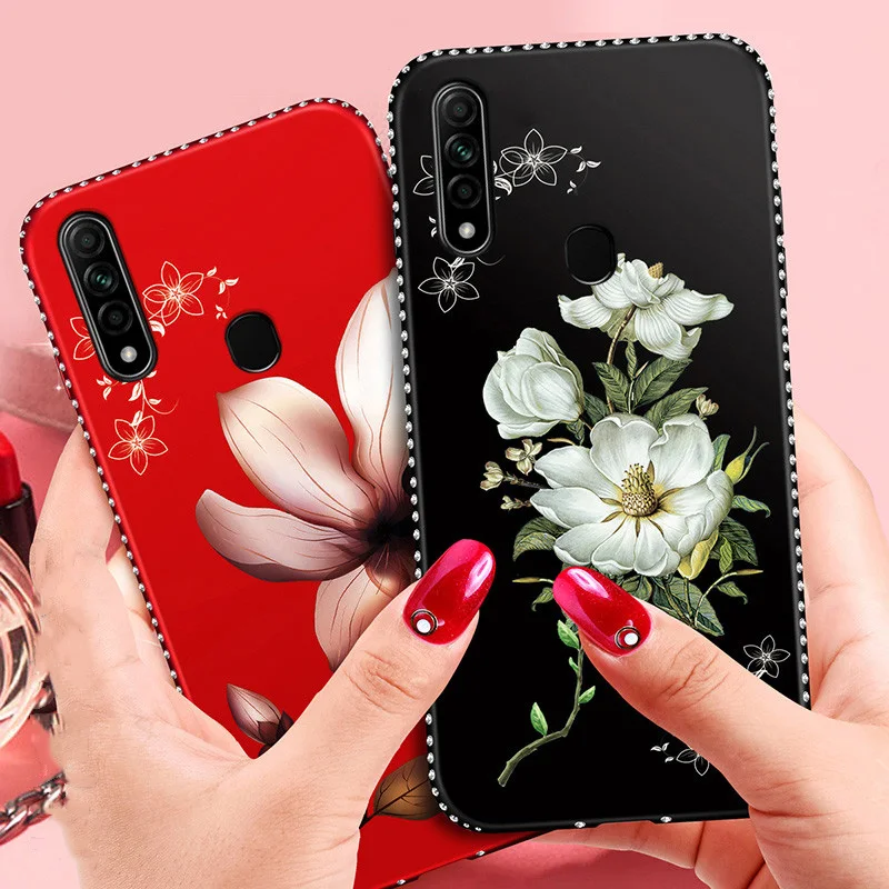 Модный чехол с цветами и бриллиантами для OPPO A73 A7 A8 A59 A57 A5 A5S A39 A37 A3S A7X A9X A1K A91 A83