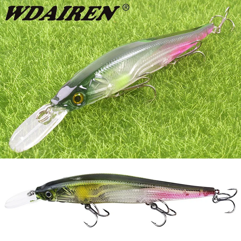 

WDAIREN Slow Sinking or Flaoting 135mm 15.5g Minnow Wobbler Fishing Lures Artificial Hard Bait Depth 0-3m Bass Pike Bait Tackle