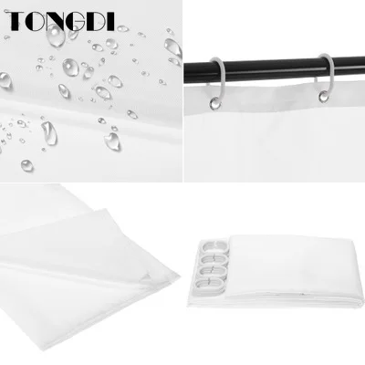 TONGDI занавеска для душа водонепроницаемая прочная Современная однотонная