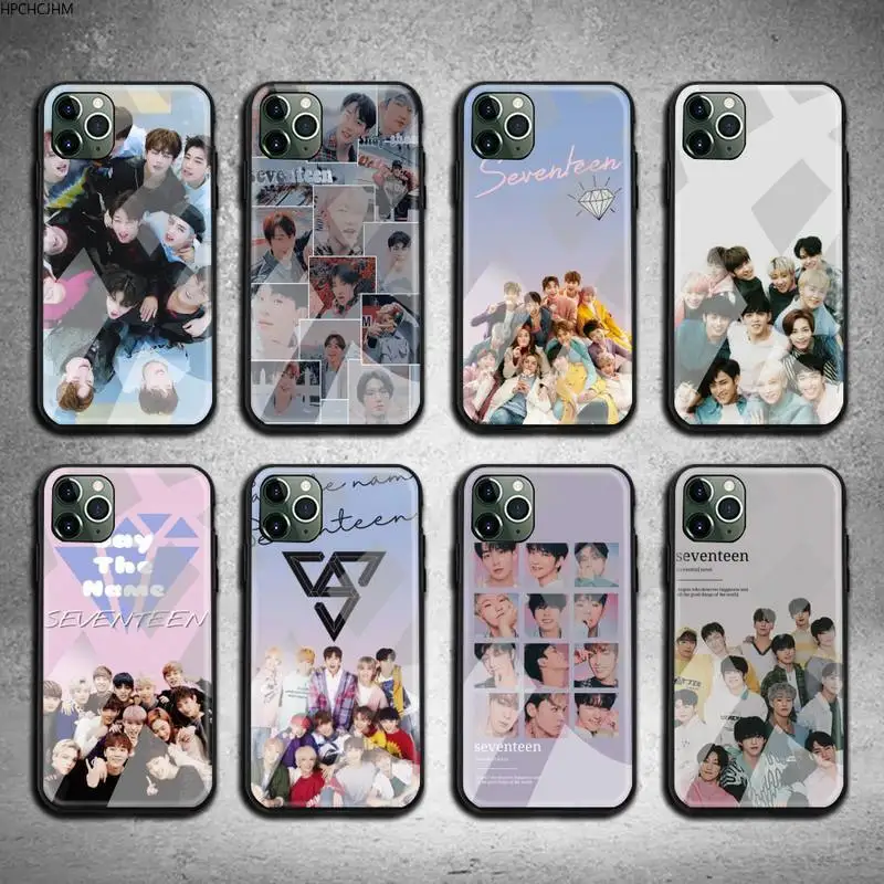

Korea Kpop Seventeen Phone Case Tempered Glass For iPhone 12 pro max mini 11 Pro XR XS MAX 8 X 7 6S 6 Plus SE 2020 case