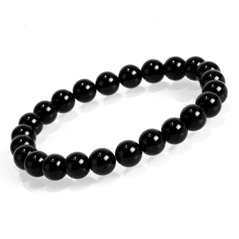 Женские корейские браслеты из натурального камня 8 мм черного золота