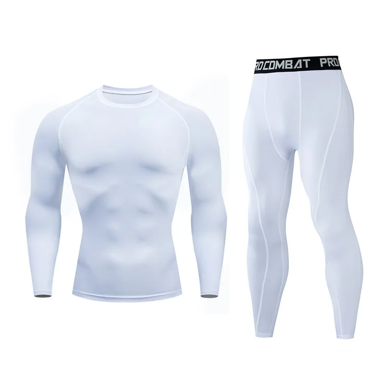 Men's Long Sleeve Solid Color Running Fitness Sports Basketball Training Quick-Drying Bodysuit Riding Set | Мужская одежда
