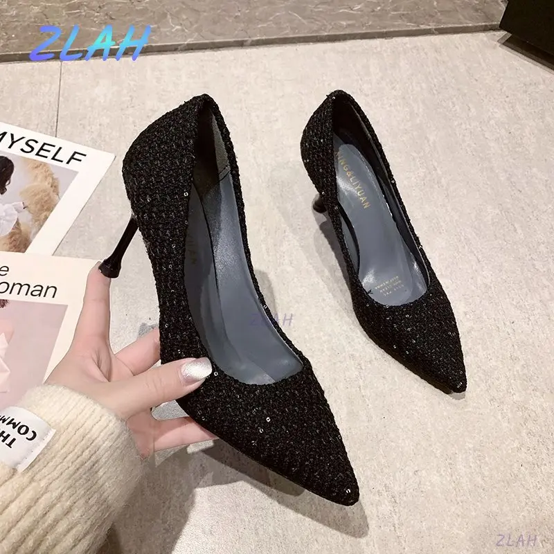

Sexy High Heels Women's Shoes Zlah New Pointed Stiletto High Heels Dress Shoes Shallow Mouth Women Pumps