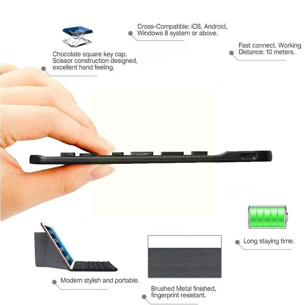 

Wireless Bluetooth Keyboard & Black Cover For 10 Shockproof Tablet Use Pc Resistance Ultra-slim Anti-dust Inch Drop G8e7