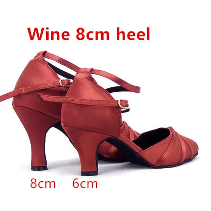 Burgundy 8cm Calcados Feminino, Фабричный магазин, профессиональная атласная Женская обувь для танцев, латинских танцев, бальных танцев, танго, танцевальная обувь с закрытым носком - Цвет: Burgundy 8cm