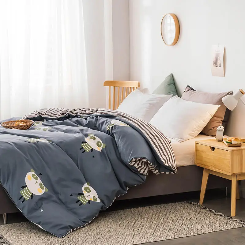 1Pc Comforter Covers Cartoon Style Panda Double Print funda nordica for Kids Queen/King Size 220x240 Bedroom |