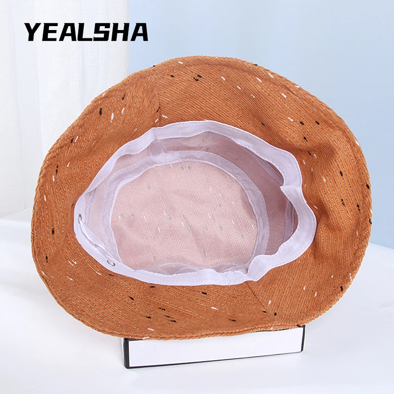 

Retro Face Fisherman Hat Female Autumn And Winter Literature And Art Baotou Hat All-Match Casual Striped Basin Hat