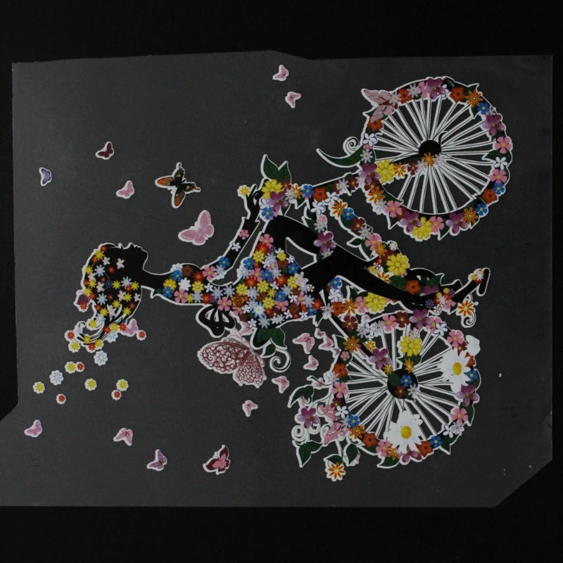 

Iron On Appliques Girl Riding Bike Patches Heat Transfer Stickers DIY Printing