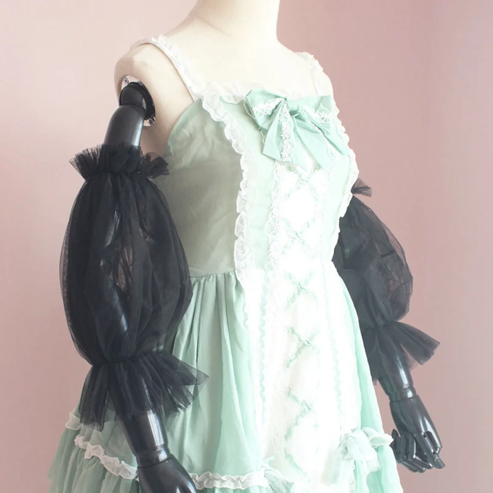 

Сетчатые перчатки в викторианском стиле, винтажная повязка на руку для принцессы, Лолиты, Хэллоуина, карнавала, ярмарки, аксессуары для косплея, пышные рукава