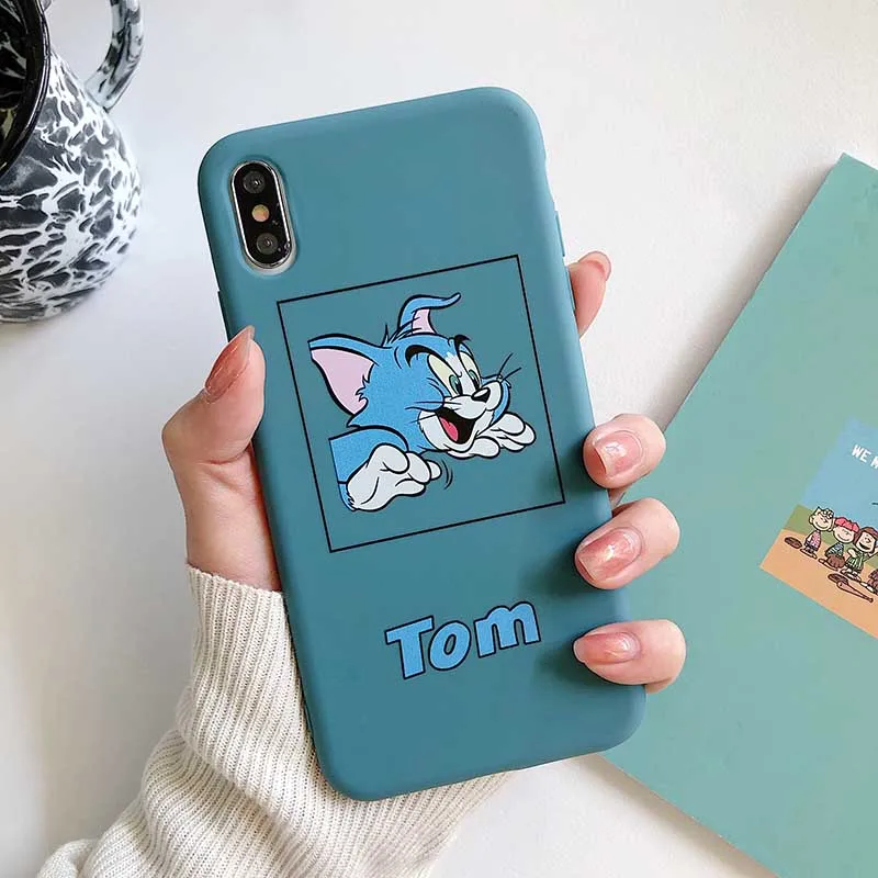 Забавный чехол для телефона Tom Jerry для iPhone 11Pro X XS Max XR 6 6S 7 8 Plus, мягкий силиконовый защитный чехол из ТПУ с милым мультяшным котом Маусом