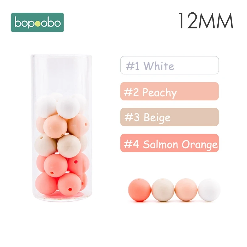 Bopoobo 12 мм, силиконовые бусины 9 мм, 30 шт., бусины для прорезывания зубов для детей, сделай сам, браслет для кормления, силиконовый маленький стержень, детский Прорезыватель - Цвет: Peachy Series