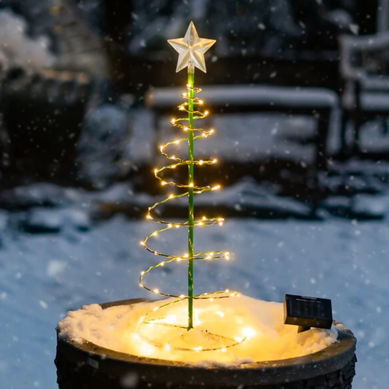 

2022 New Year Christmas Tree LED Decoration Solar Metal String Lights Garden Lawn Star Warm Decoration Garden Welcome Decoration