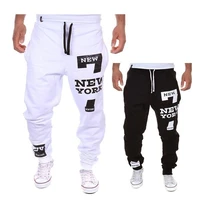 mens new spring and autumn print new york fashion sports pants long casual drawstring trousers mens gym fitness sports pants