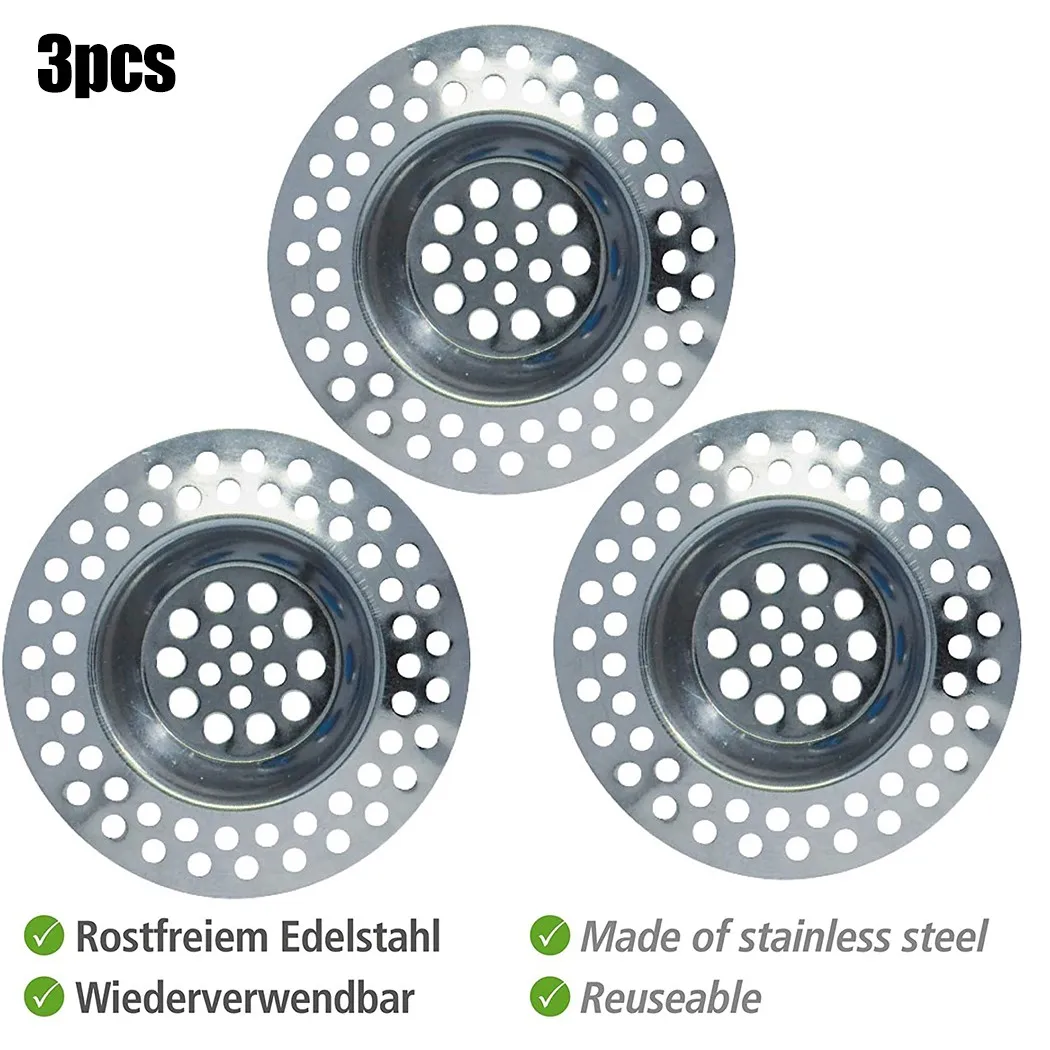 

2XSteel Plug Strainer Bath Bathroom Sink Shower Drain Filter Cover Hair Catcher Bathroom Floor Drain Slag Trap Food Slag Trap