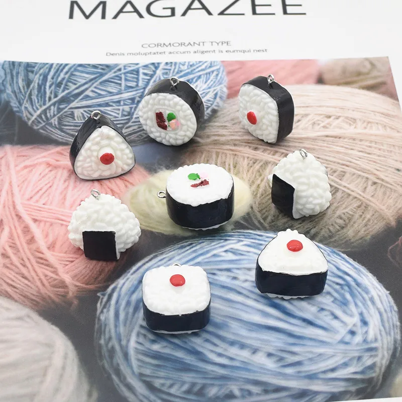 2 шт. японский симулятор суши рисовый шар из смолы подвески серьги фурнитура