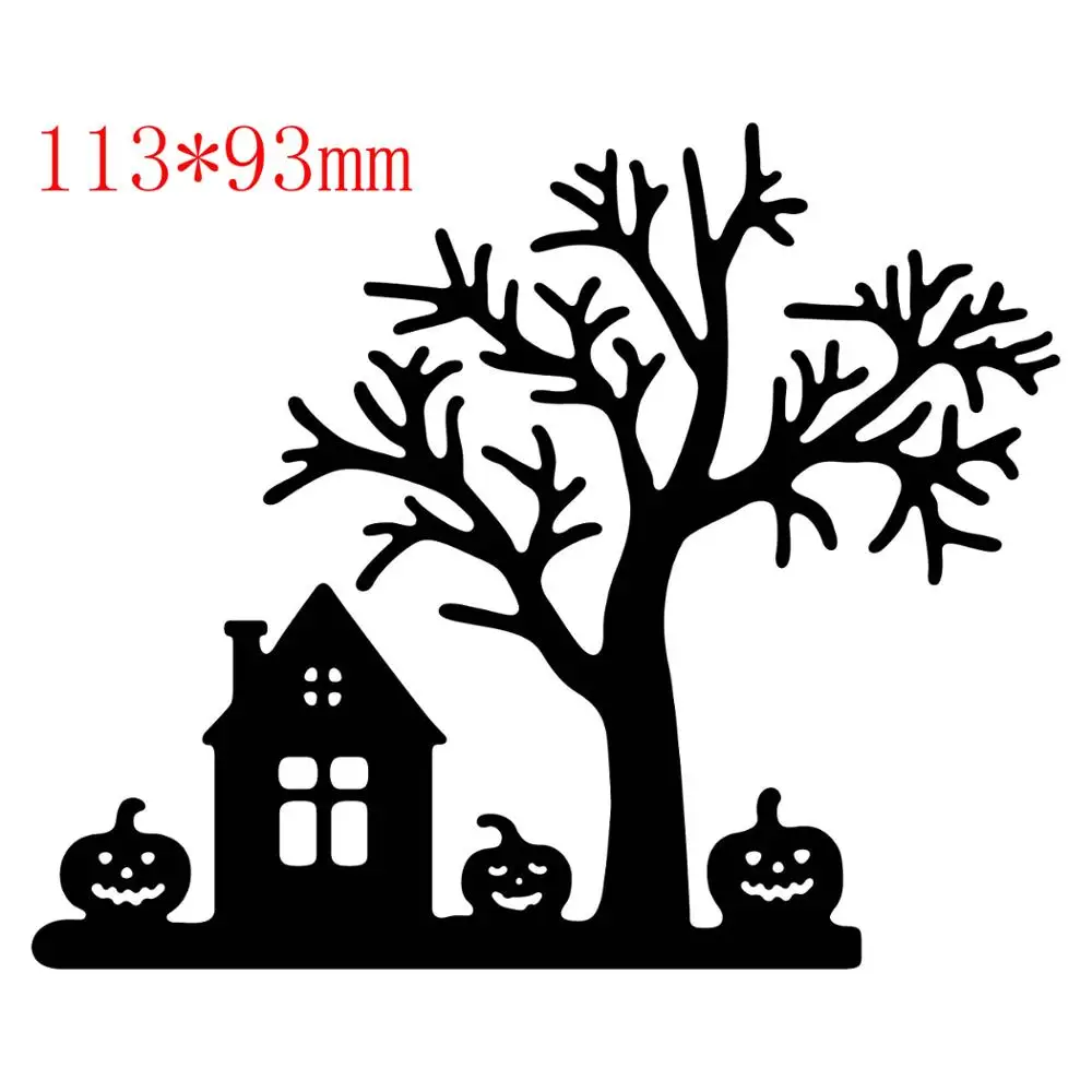 Трафареты для скрапбукинга Хэллоуин дерево Тыква домик сделай сам тиснение