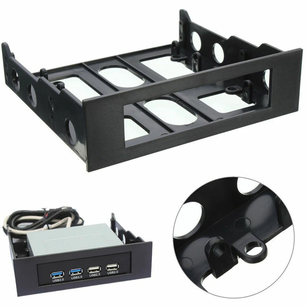 

New 3.5" to 5.25" Drive Bay Computer PC Case Adapter Plastic Mounting Bracket USB Hub Floppy